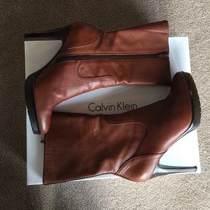 Calvin Klein Konnie Oiled Fullgrain Leather Boots